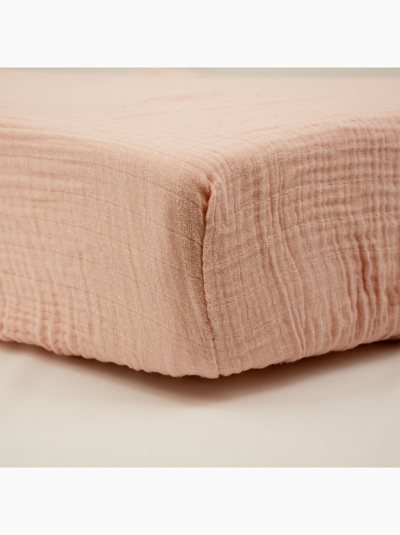 Little Band - Drap housse 60x120 cm Double Gaze de coton Rose - Kiabi