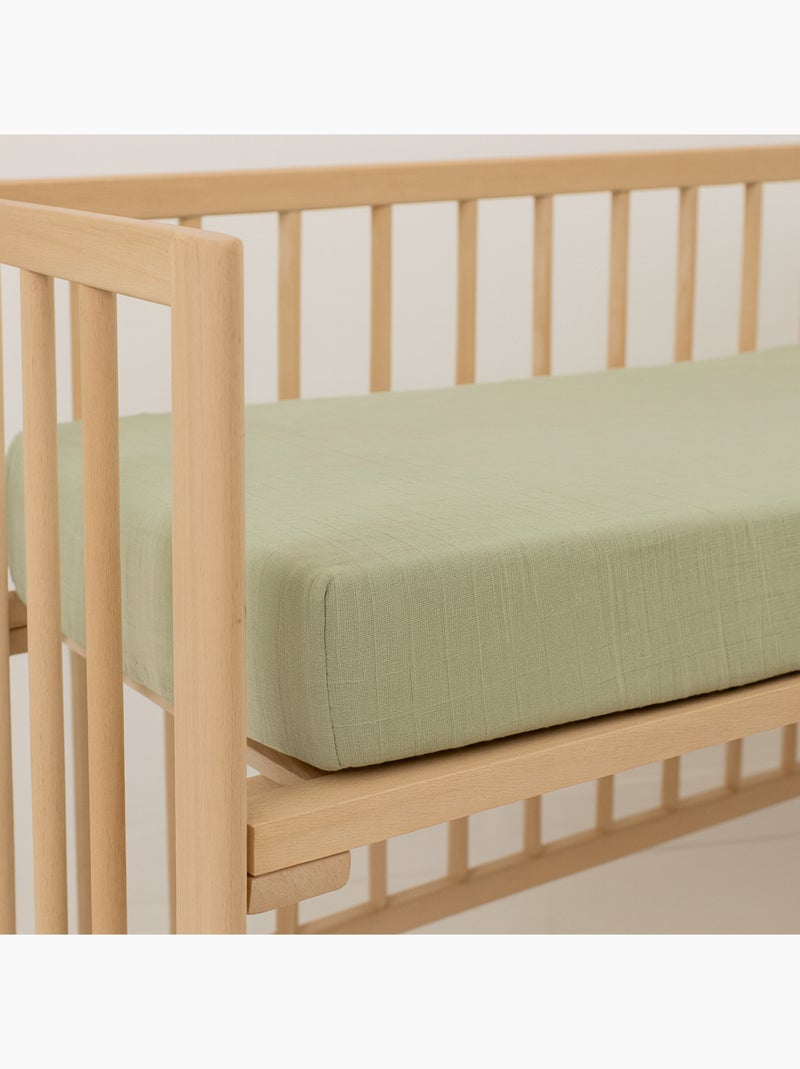 Little Band - Drap housse 60x120 cm Double Gaze de coton Vert - Kiabi