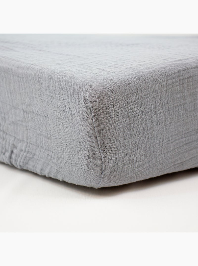 Little Band - Drap housse 70x140 cm Double Gaze de coton Gris - Kiabi