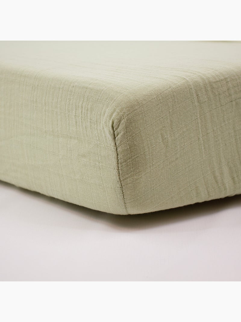 Little Band - Drap housse 70x140 cm Double Gaze de coton Vert - Kiabi