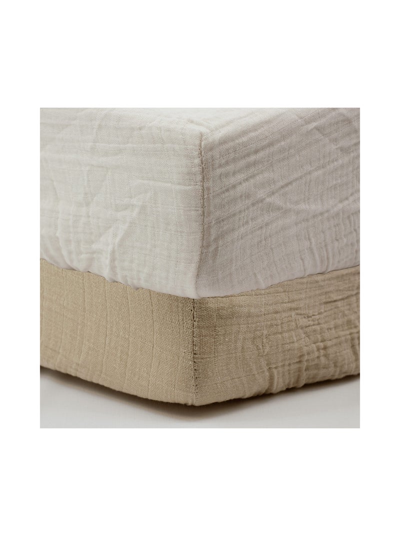 Little Band - Lot de 2 draps-housse 60x120 cm en Gaze de coton Blanc Marron - Kiabi