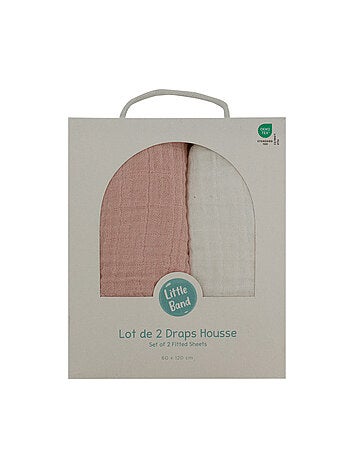 Little Band - Lot de 2 draps-housse 60x120 cm en Gaze de coton