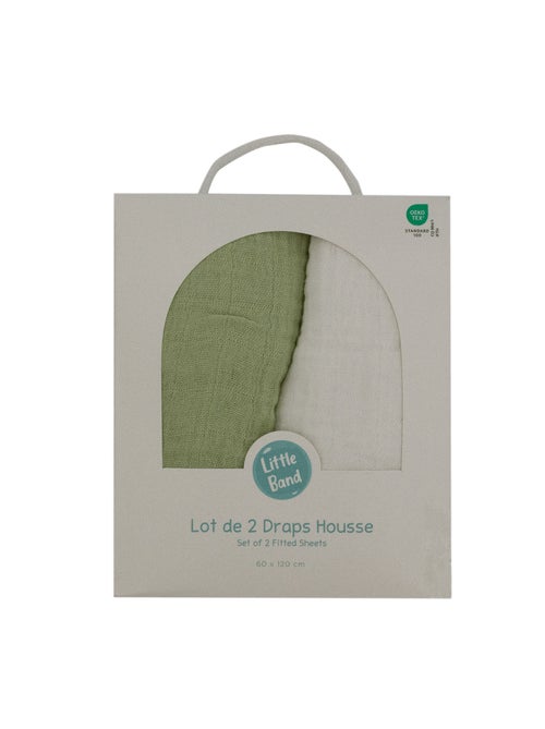 Little Band - Lot de 2 draps-housse 60x120 cm en Gaze de coton - Kiabi