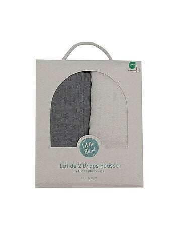 Little Band - Lot de 2 draps-housse 60x120 cm en Gaze de coton