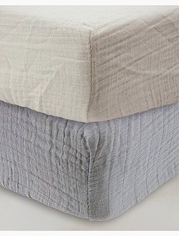 Little Band - Lot de 2 draps-housse 60x120 cm en Gaze de coton