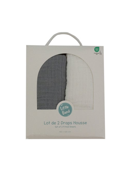 Little Band - Lot de 2 draps-housse 60x120 cm en Gaze de coton - Kiabi