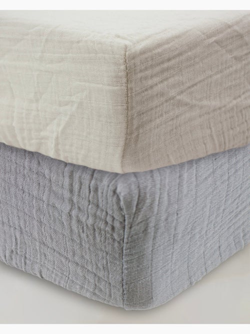 Little Band - Lot de 2 draps-housse 60x120 cm en Gaze de coton - Kiabi