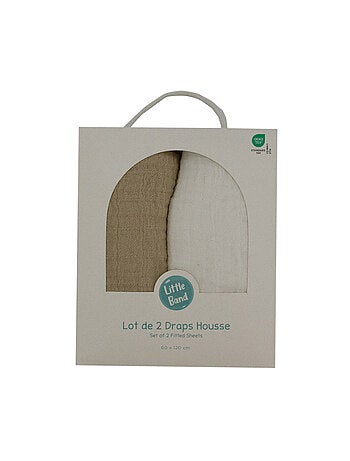 Little Band - Lot de 2 draps-housse 70x140 cm en Gaze de coton