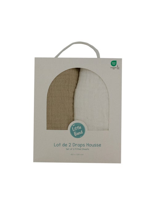 Little Band - Lot de 2 draps-housse 70x140 cm en Gaze de coton - Kiabi