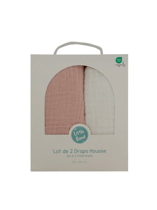 Little Band - Lot de 2 draps-housse 70x140 cm en Gaze de coton - Kiabi