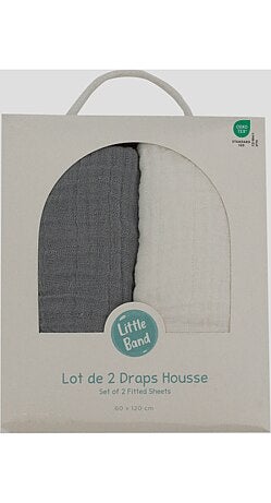 Little Band - Lot de 2 draps-housse 70x140 cm en Gaze de coton