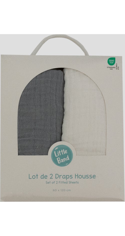 Little Band - Lot de 2 draps-housse 70x140 cm en Gaze de coton - Kiabi