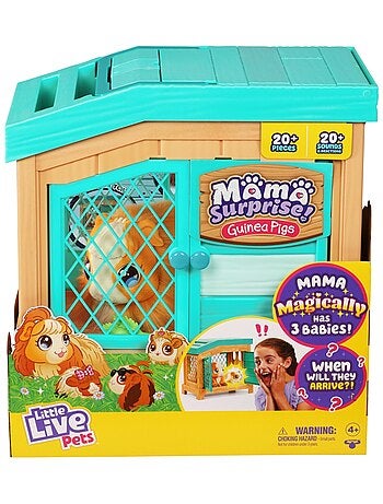 Little Live Pets Mama Surprise Maman-cochon d'Inde avec cage et 3 bébés surprise