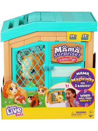 Little Live Pets Mama Surprise Maman-cochon d'Inde avec cage et 3 bébés surprise