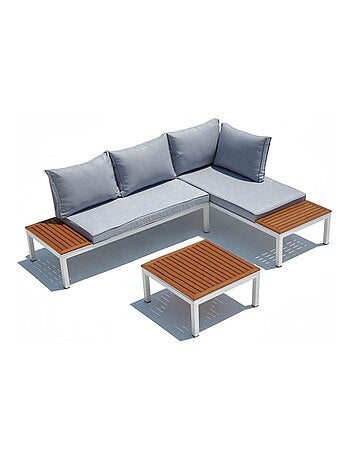 Lolea - Salon de jardin aluminium et acier Gris Fonc��