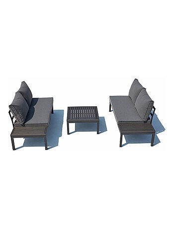 Lolea - Salon de jardin aluminium et acier Gris Fonc��