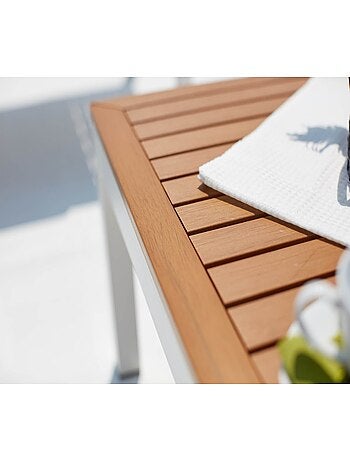 LOLEA Salon de jardin 4 places en aluminium et acier gris foncé