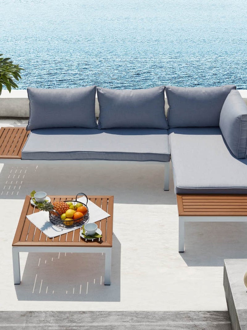 LOLEA Salon de jardin 4 places en aluminium et acier blanc et gris Blanc - Kiabi