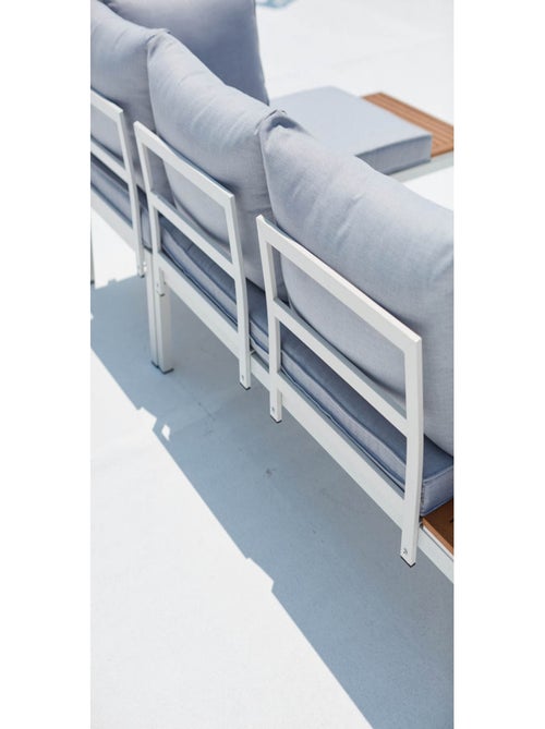 LOLEA Salon de jardin 4 places en aluminium et acier blanc et gris - Kiabi