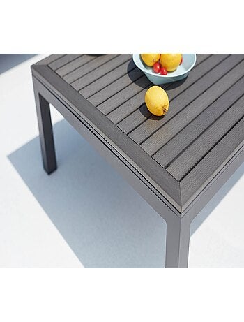 LOLEA Salon de jardin 4 places en aluminium et acier gris foncé