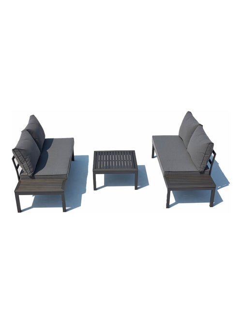 LOLEA Salon de jardin 4 places en aluminium et acier gris foncé - Kiabi