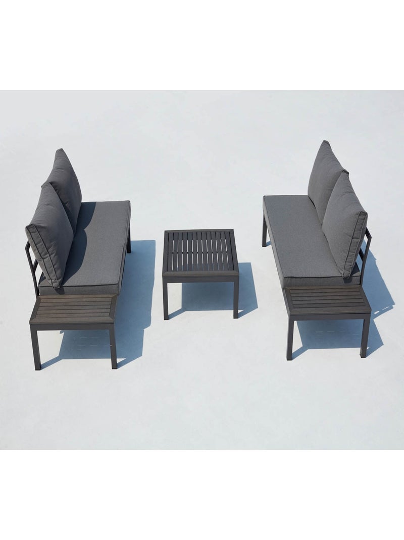 LOLEA Salon de jardin 4 places en aluminium et acier gris foncé Gris - Kiabi