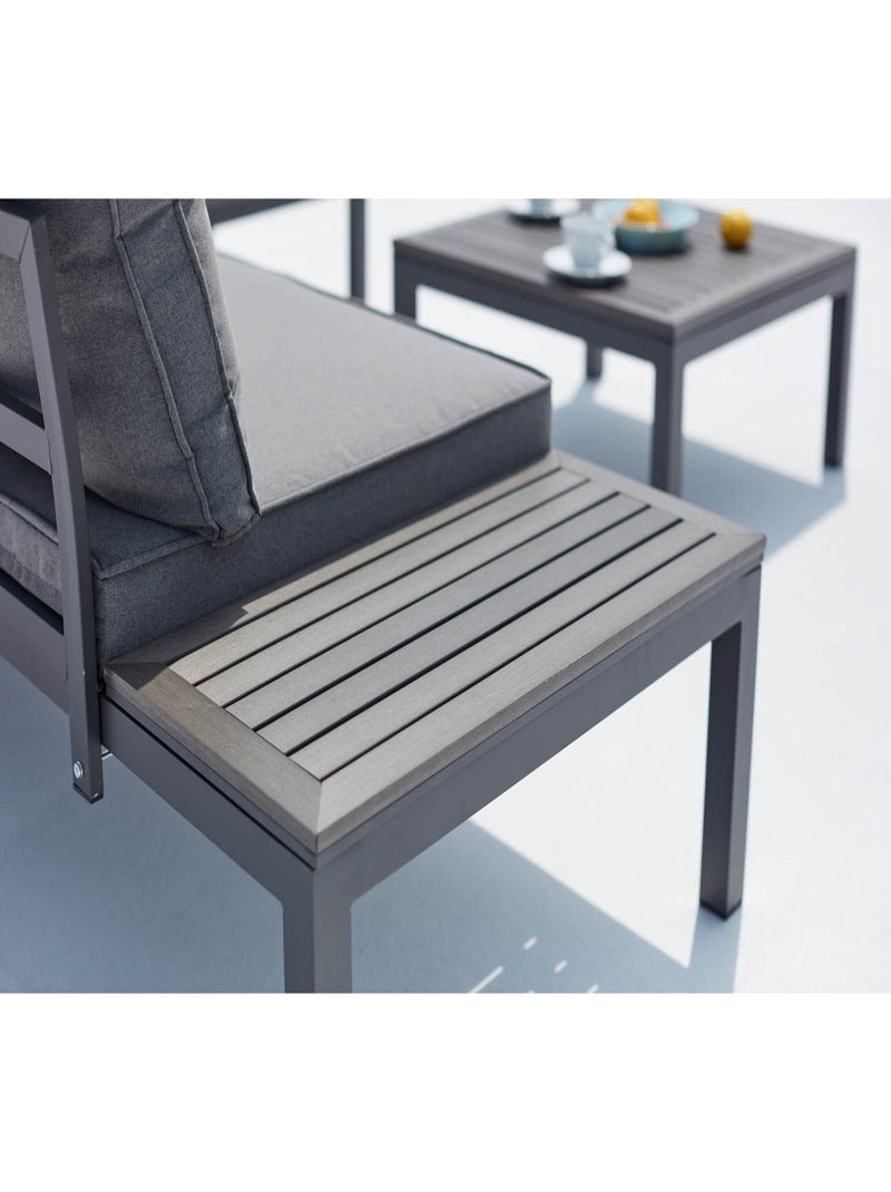 LOLEA Salon de jardin 4 places en aluminium et acier gris foncé Gris - Kiabi