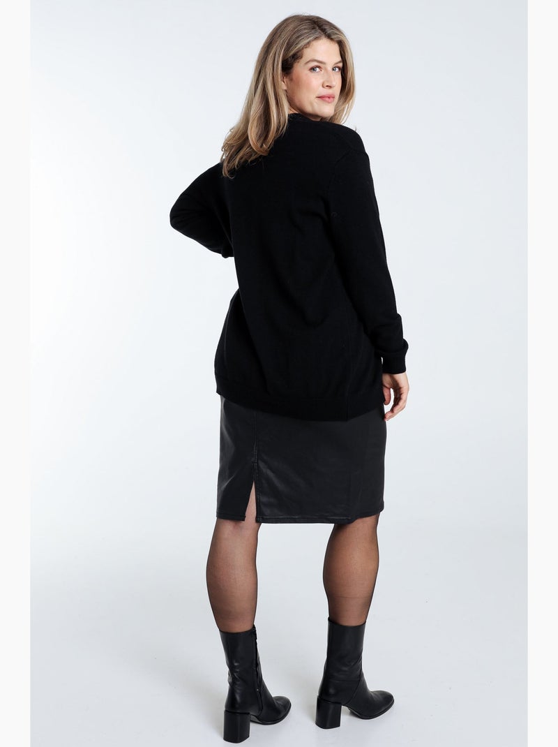 Long cardigan uni Noir - Kiabi