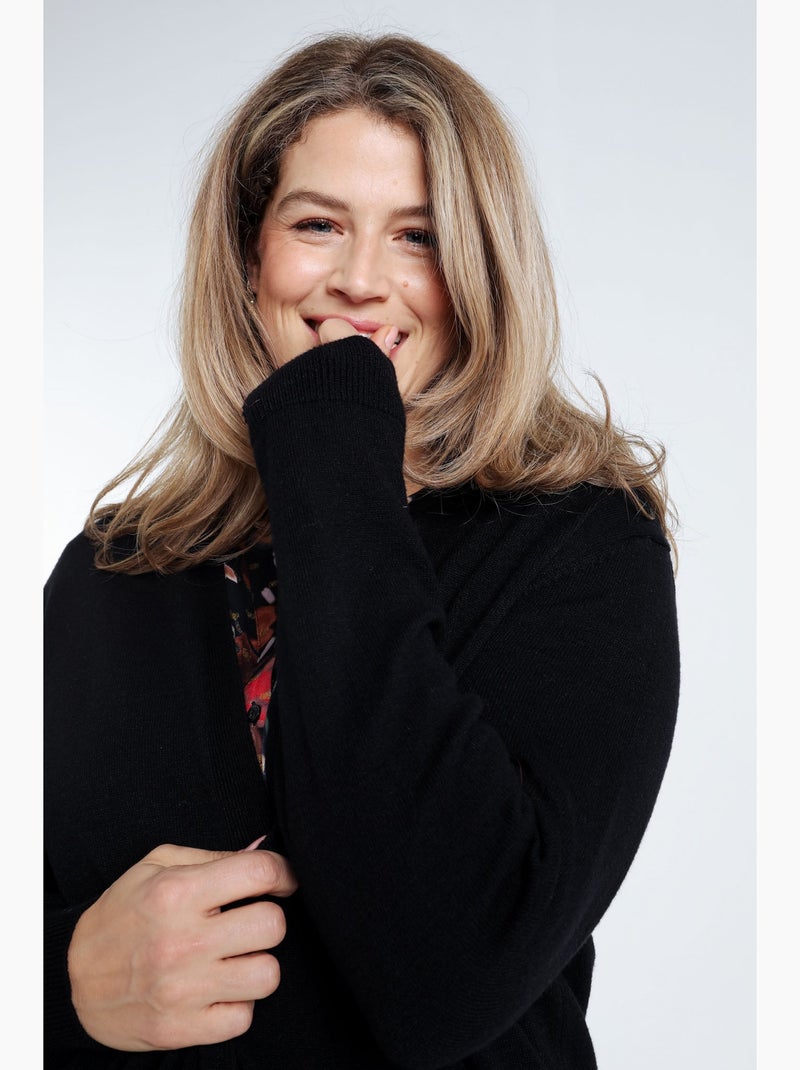 Long cardigan uni Noir - Kiabi