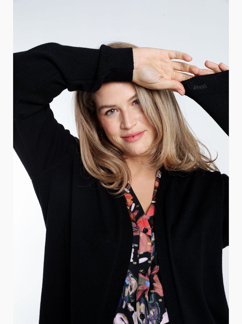 Long cardigan uni Noir - Kiabi