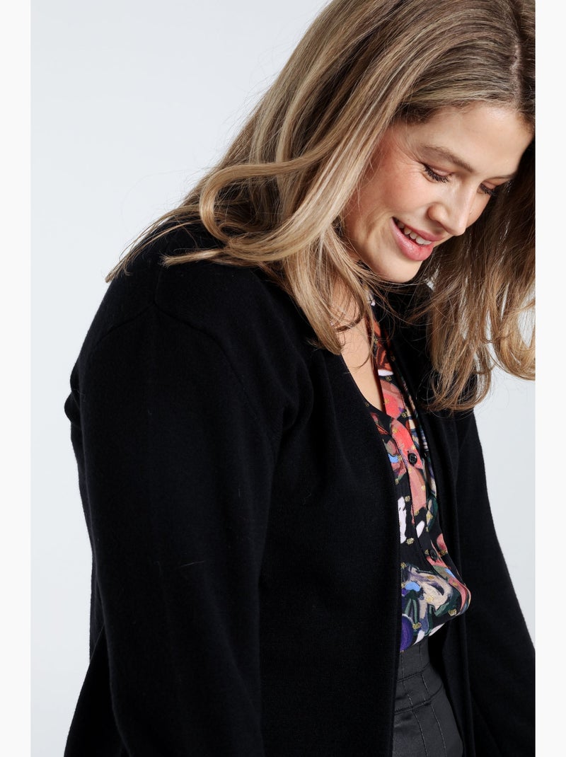 Long cardigan uni Noir - Kiabi