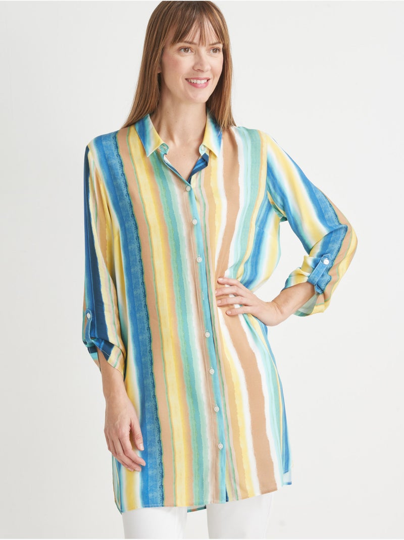 Long chemisier tunique - DAXON Blanc Multicolore - Kiabi