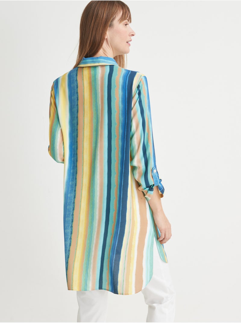 Long chemisier tunique - DAXON Blanc Multicolore - Kiabi