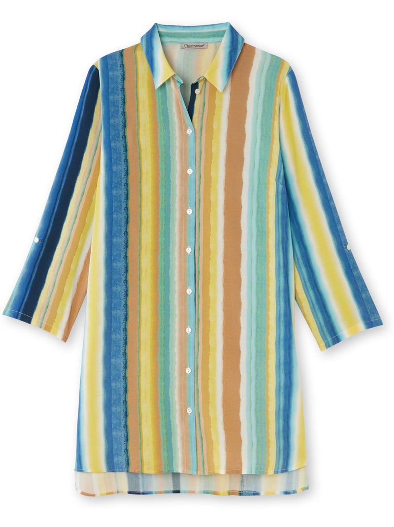 Long chemisier tunique - DAXON Blanc Multicolore - Kiabi