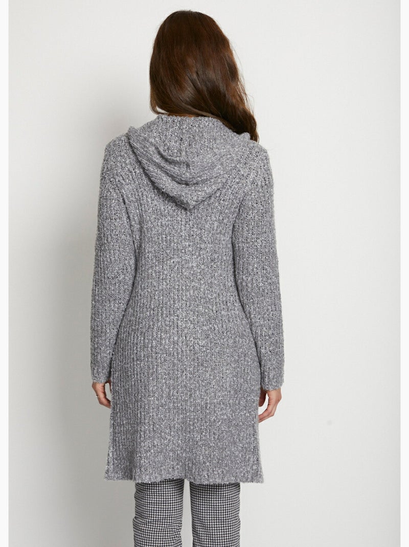 Long gilet à capuche - Afibel Gris - Kiabi