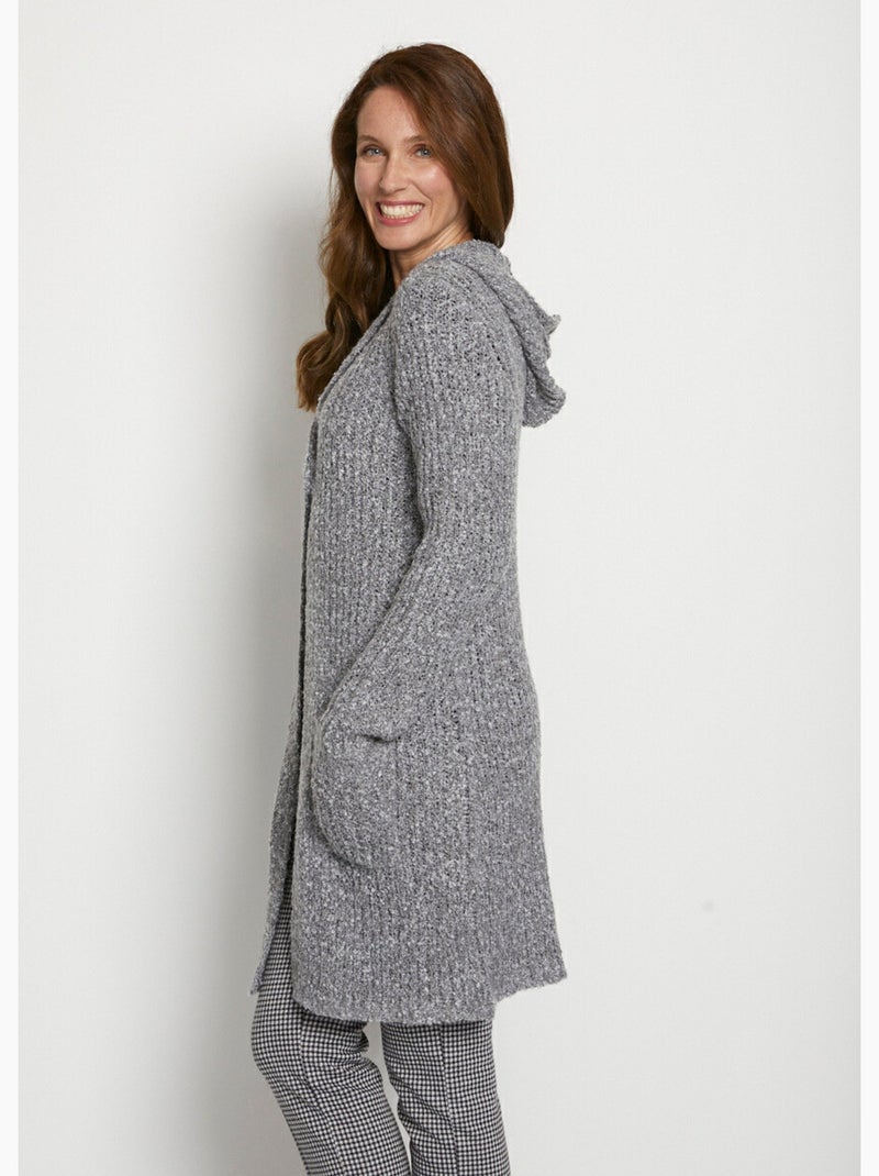 Long gilet à capuche - Afibel Gris - Kiabi