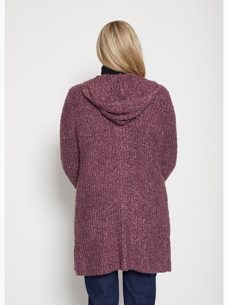 Long gilet à capuche - Afibel Prune - Kiabi