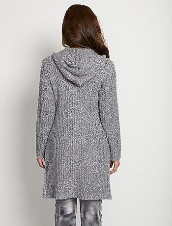 Long gilet à capuche