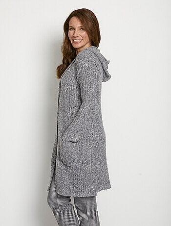 Long gilet à capuche