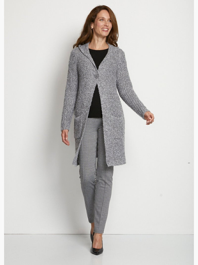 Long gilet à capuche Gris - Kiabi