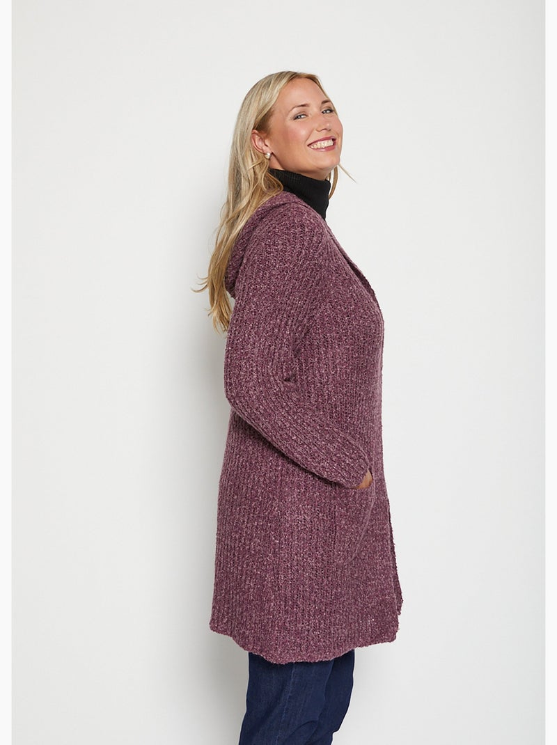 Long gilet à capuche Prune - Kiabi