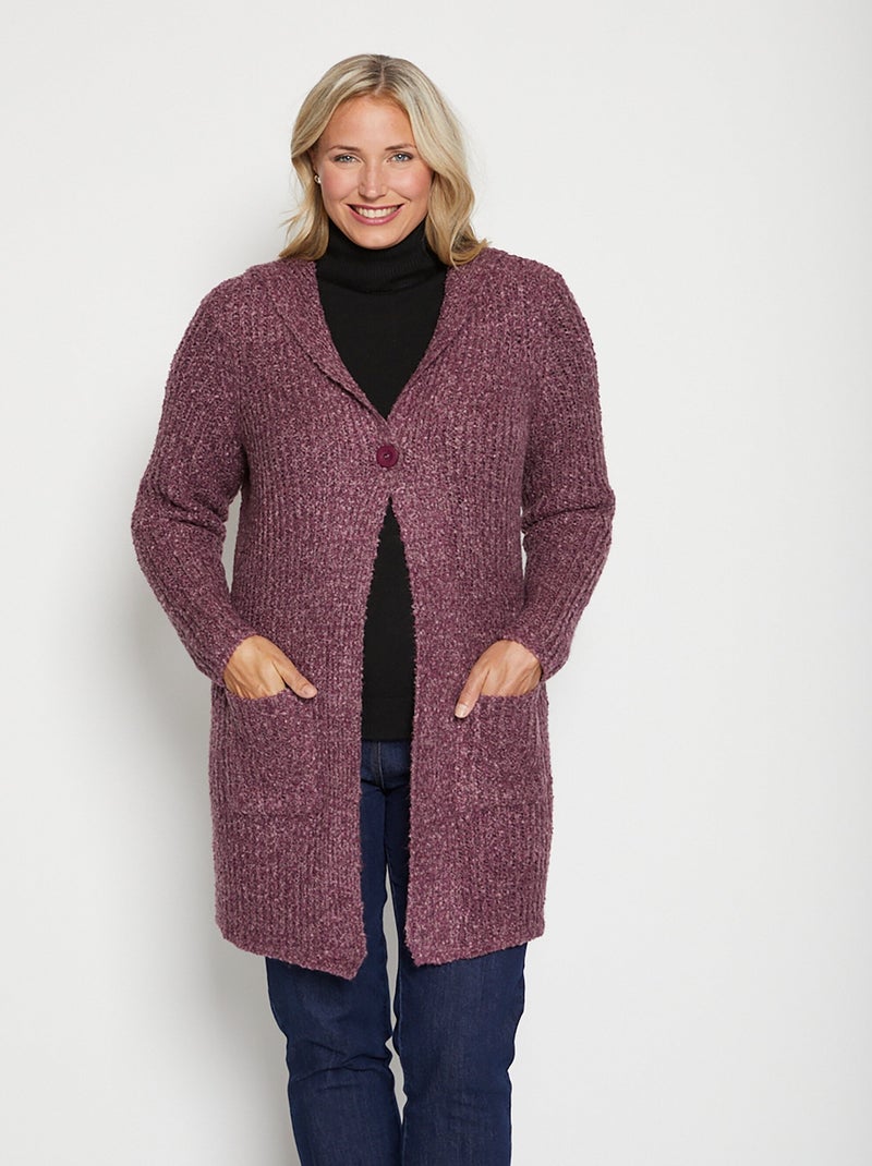 Long gilet à capuche Violet prune - Kiabi