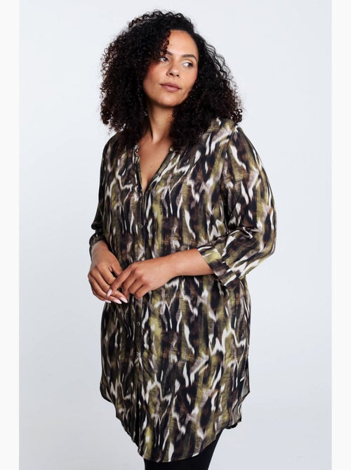 Longue chemise en viscose imprimé peau de bête PAPRIKA - Kiabi
