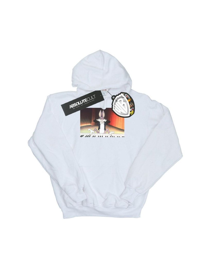 Looney Tunes - Sweat à capuche PLAYING PIANO Blanc - Kiabi