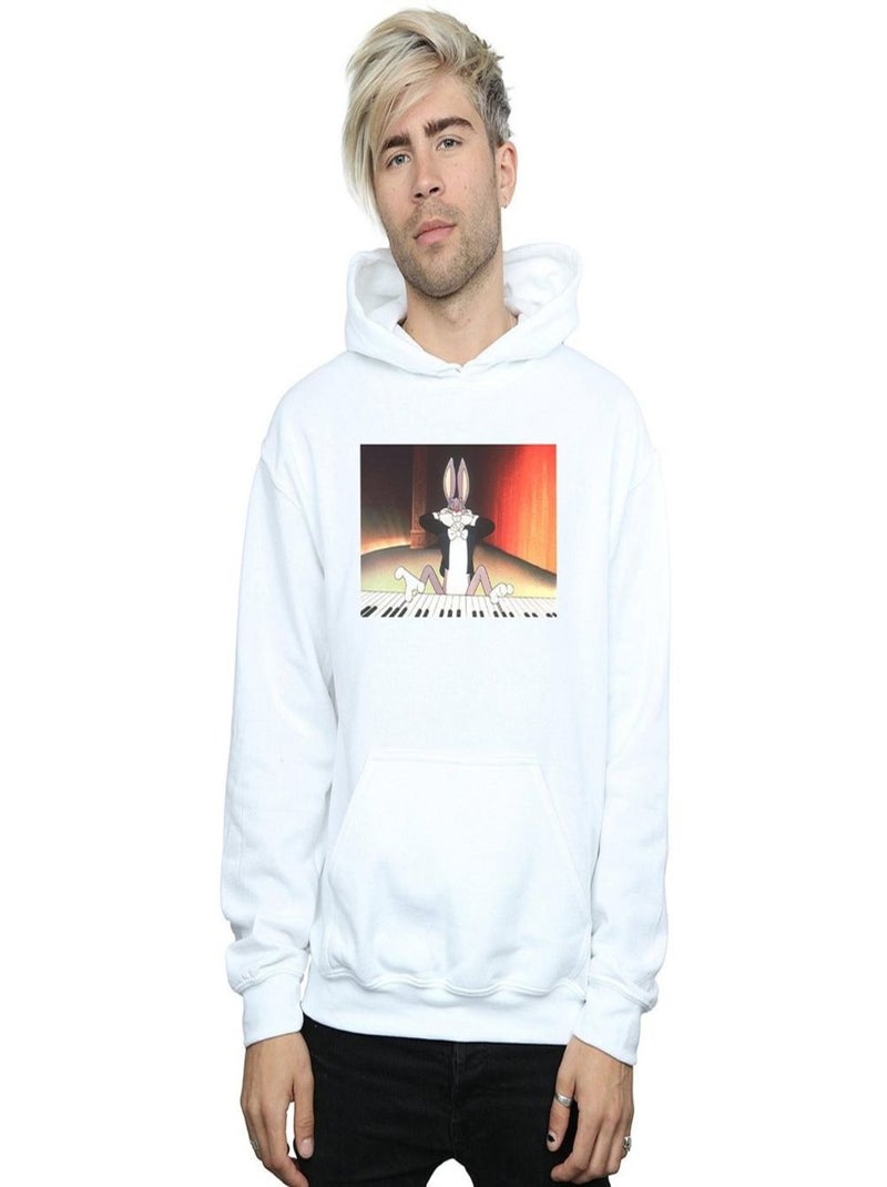 Looney Tunes - Sweat à capuche PLAYING PIANO Blanc - Kiabi