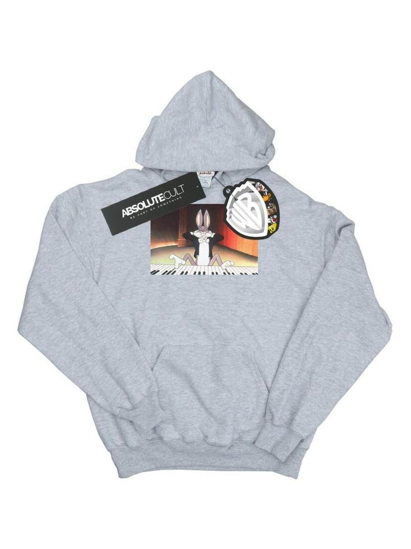 Looney Tunes - Sweat à capuche PLAYING PIANO Gris chiné - Kiabi