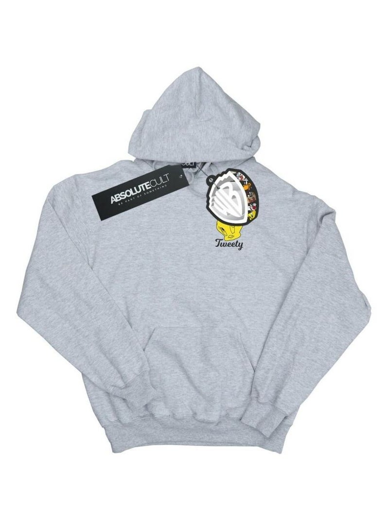Looney Tunes - Sweat à capuche TWEETY PIE HEAD Gris chiné - Kiabi