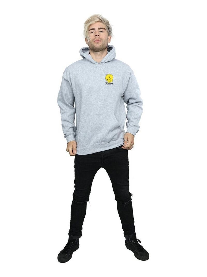Looney Tunes - Sweat à capuche TWEETY PIE HEAD Gris chiné - Kiabi