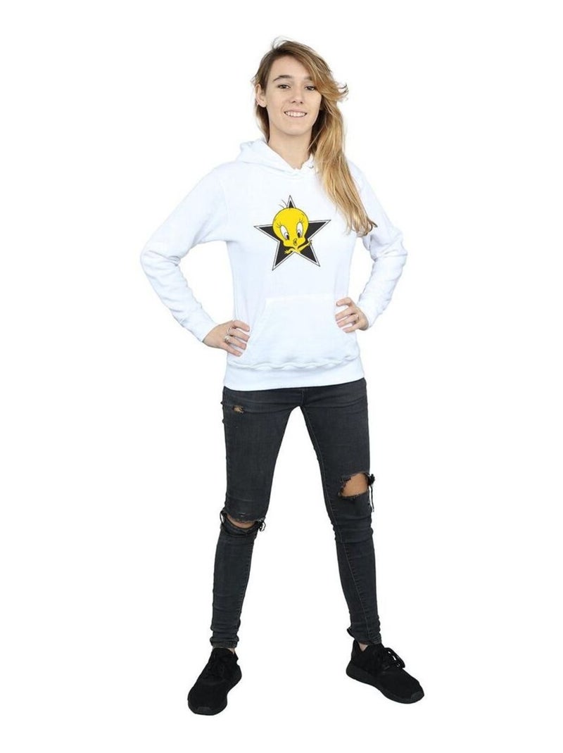 Looney Tunes - Sweat à capuche TWEETY PIE STAR Blanc - Kiabi