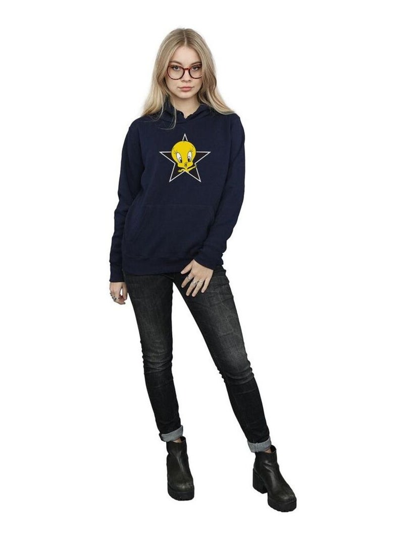 Looney Tunes - Sweat à capuche TWEETY PIE STAR Bleu marine - Kiabi